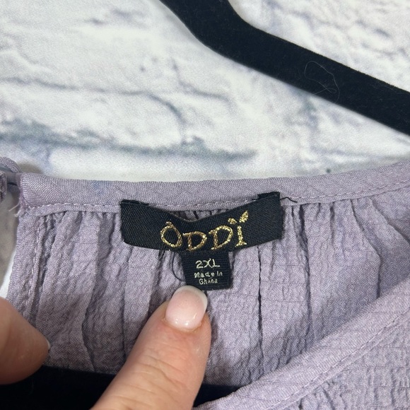 ODDY Smocked 3/4 Puff Sleeve Lavender Blouse. Size 2X - Picture 3 of 8